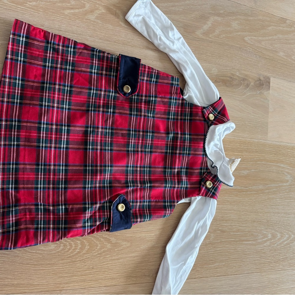 Red Plaid Dress with White Sleeves